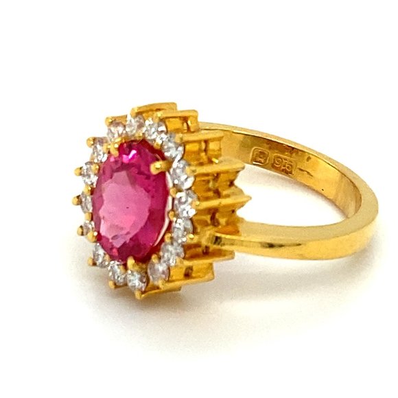 Certified Mahenge Spinel 2.05ct Diamonds 22K Ring - Picture 6 of 8